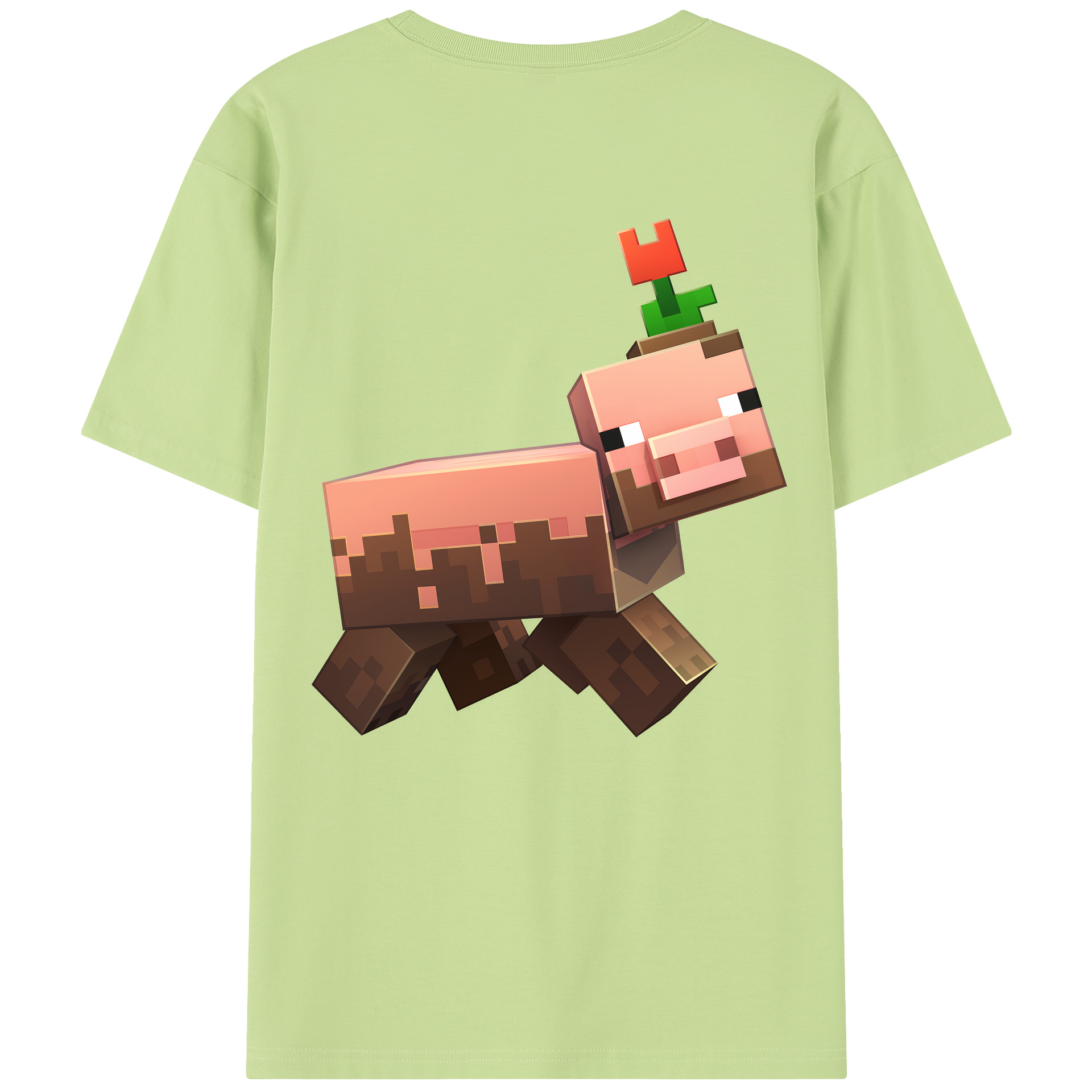 （画像用） マインクラフト ブロックの世界 Minecraft MC Block world 綿100％半袖Tシャツ（背面プリント）